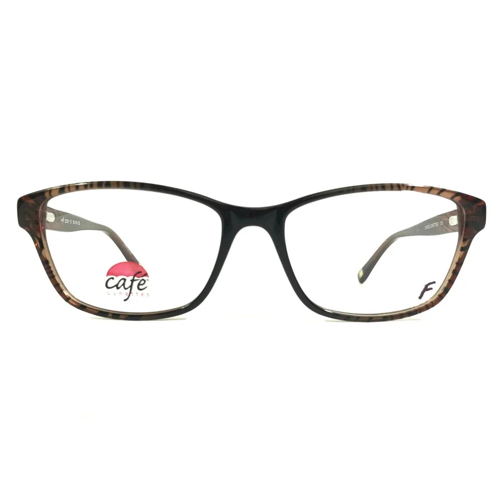Cafe Lunettes Eyeglasses Frames 3234 C1 Brown Cat Eye Tiger Print 53-16-135